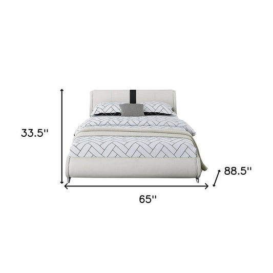 White Faux Leather Queen Bed Frame HomeRoots