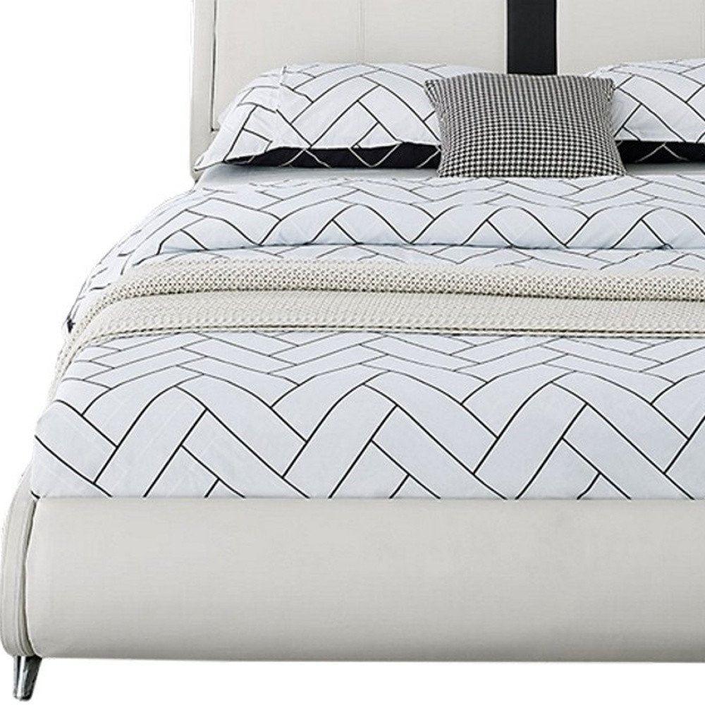 White Faux Leather Queen Bed Frame HomeRoots