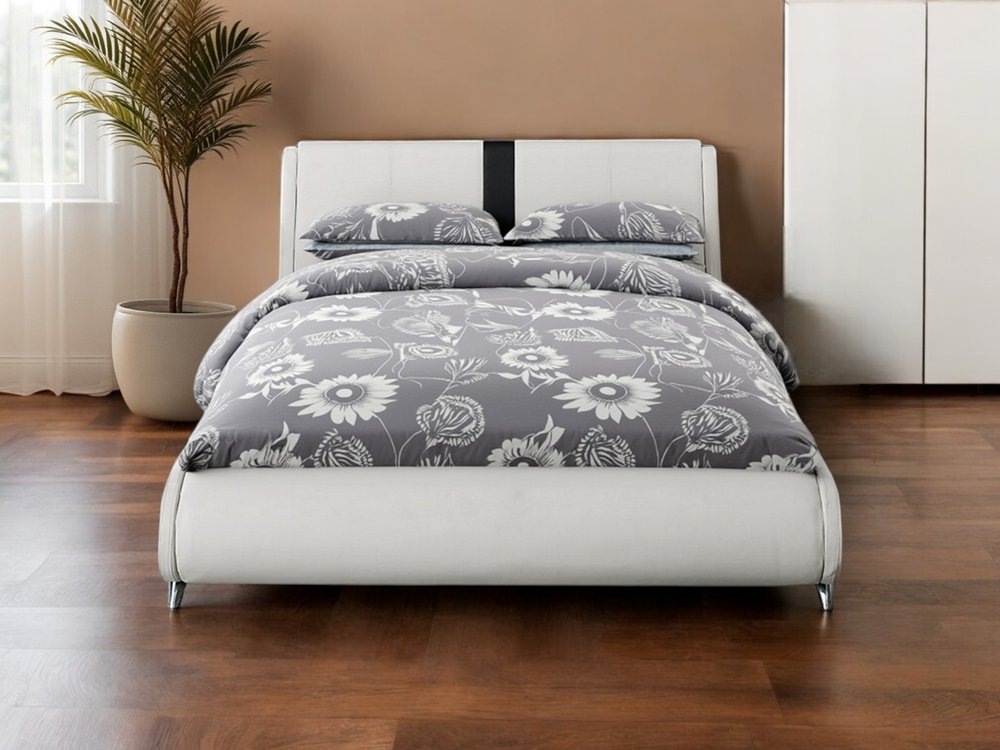 White Faux Leather Queen Bed Frame HomeRoots