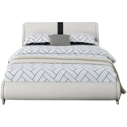 White Faux Leather Queen Bed Frame HomeRoots
