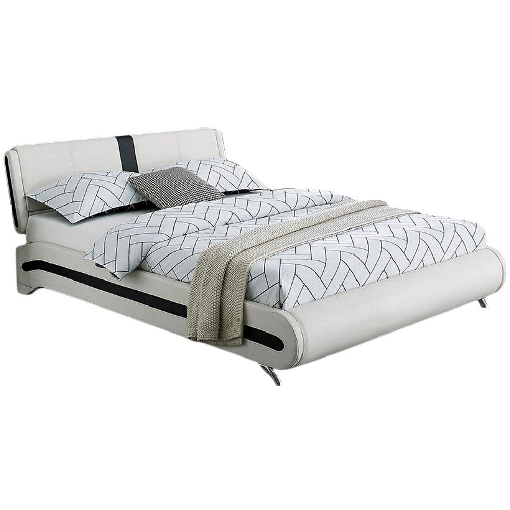 White Faux Leather Queen Bed Frame HomeRoots