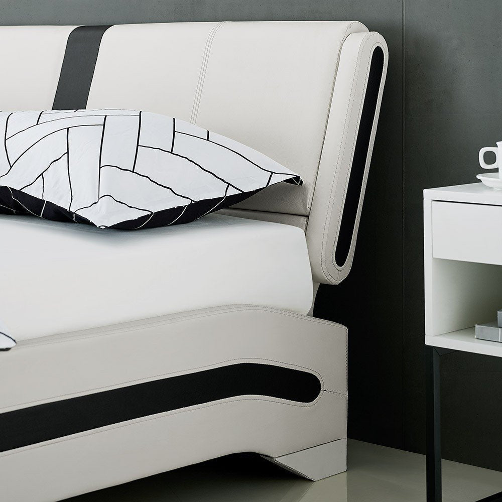 White Faux Leather Queen Bed Frame HomeRoots