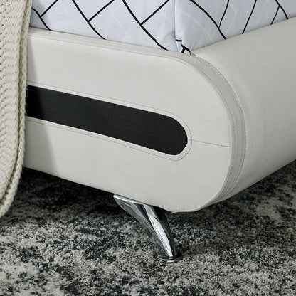 White Faux Leather Queen Bed Frame HomeRoots