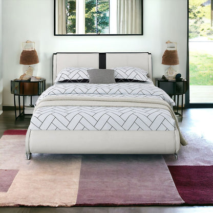 White Faux Leather Queen Bed Frame