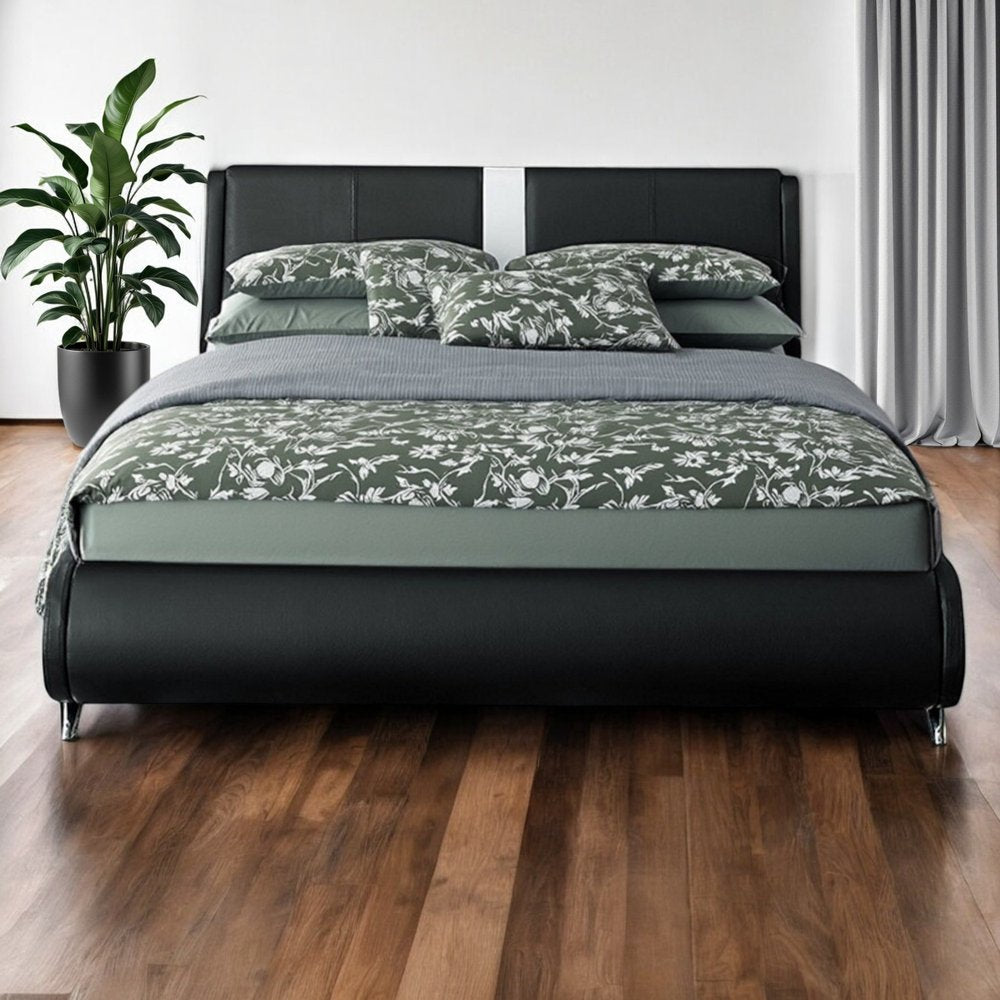 White Faux Leather Queen Bed Frame HomeRoots