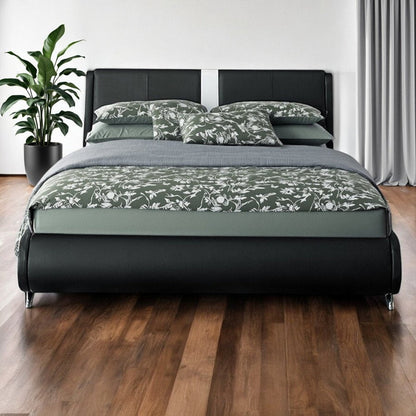 White Faux Leather Queen Bed Frame HomeRoots