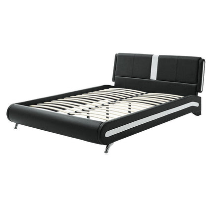 White Faux Leather Queen Bed Frame HomeRoots