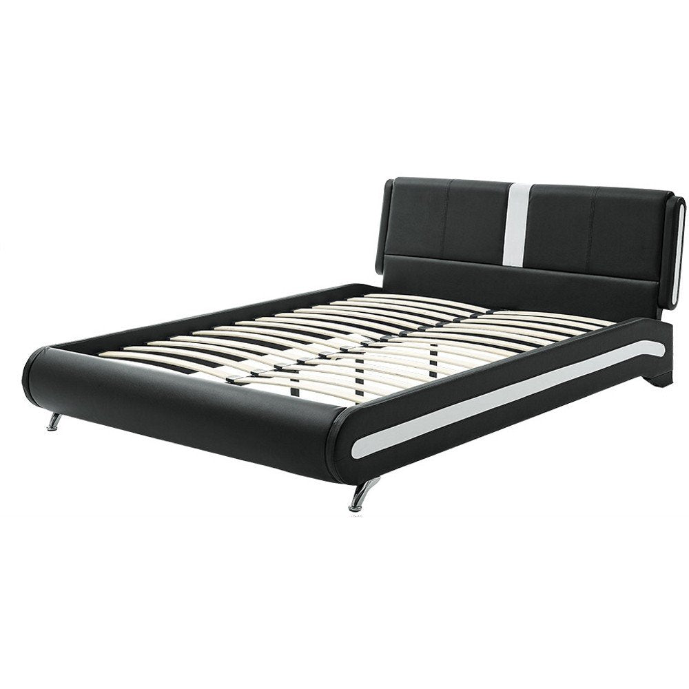 White Faux Leather Queen Bed Frame HomeRoots