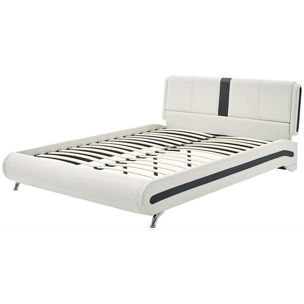 White Platform Queen Bed with Two Nightstands - FurniFindUSA