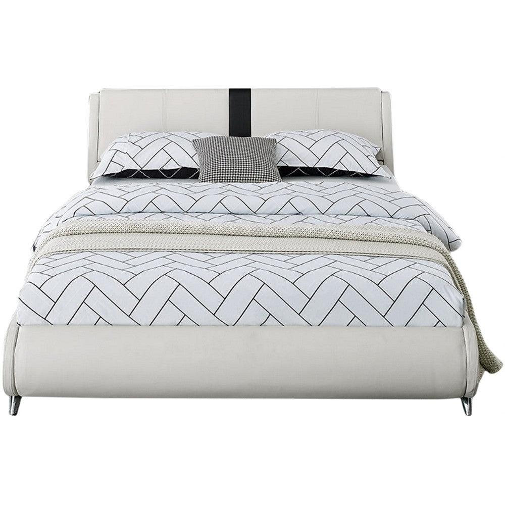 White Platform Queen Bed with Two Nightstands - FurniFindUSA