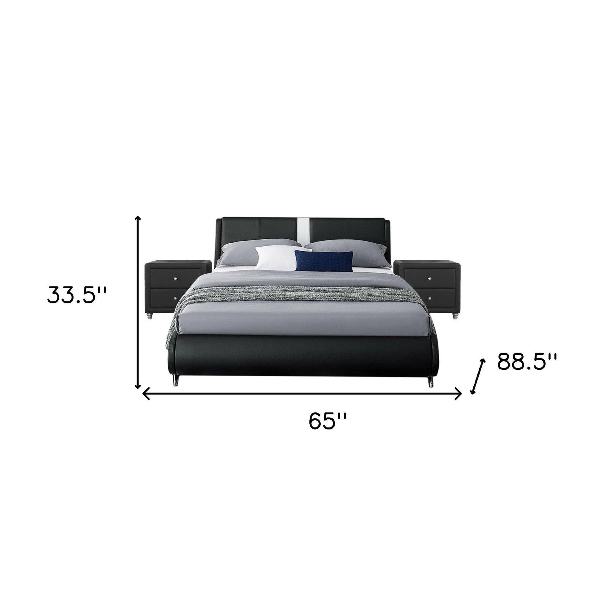 White Platform Queen Bed with Two Nightstands - FurniFindUSA