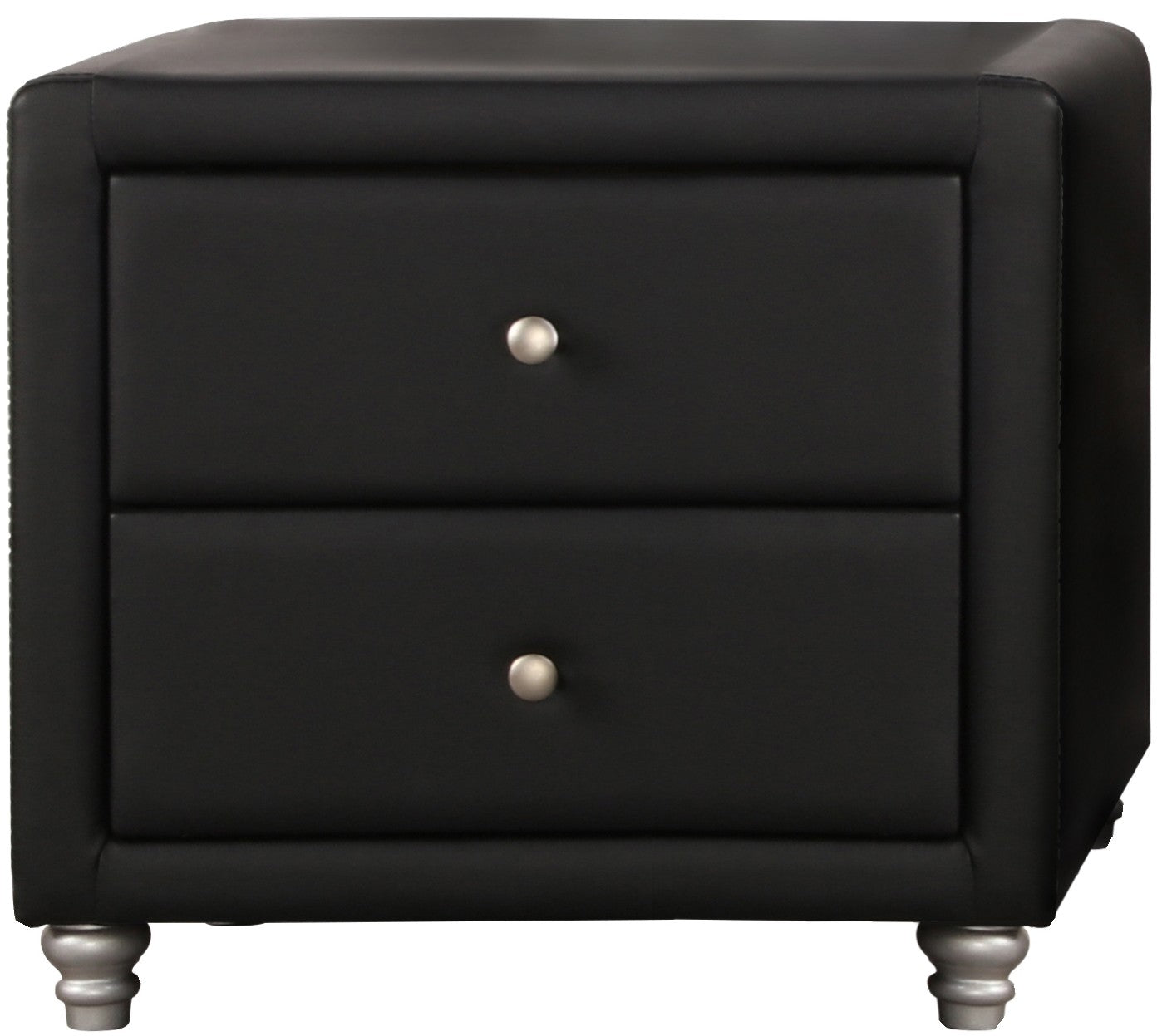 Black Platform Queen Bed with Two Nightstands