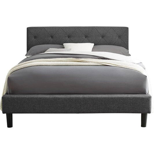 Grey Queen Platform Bed - FurniFindUSA