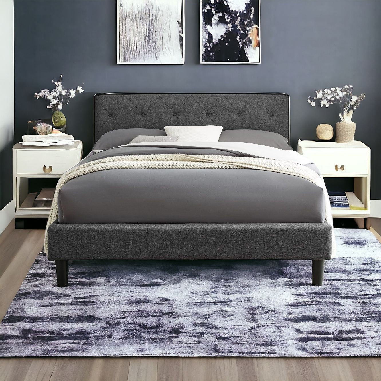 Grey King Platform Bed