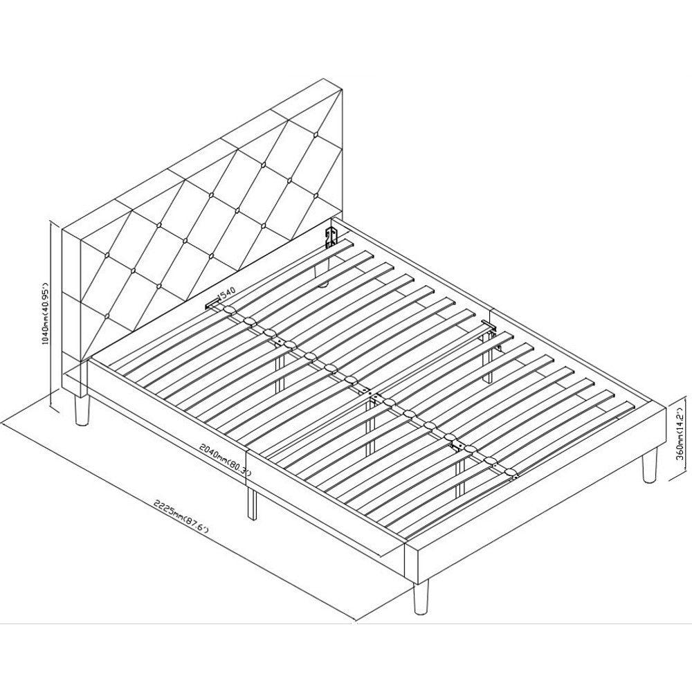 Grey Queen Platform Bed - FurniFindUSA