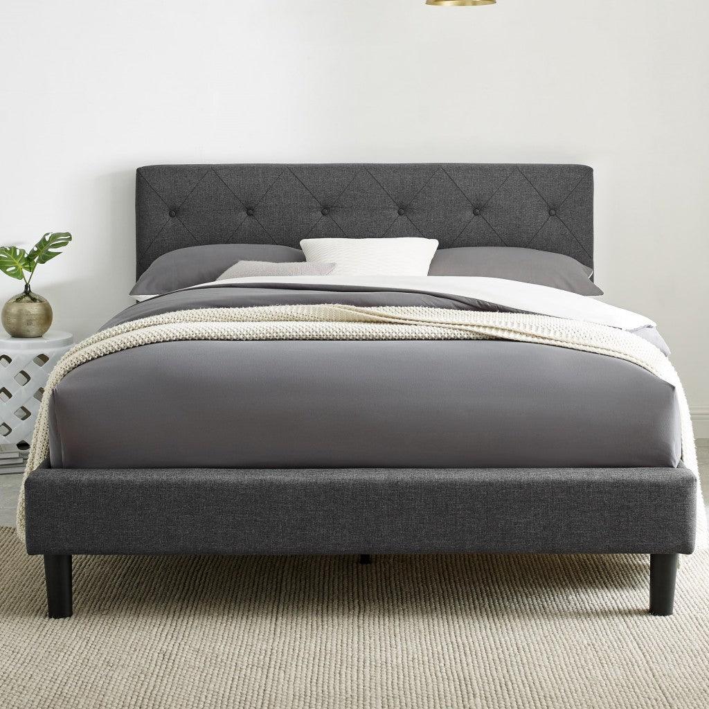 Grey Queen Platform Bed - FurniFindUSA