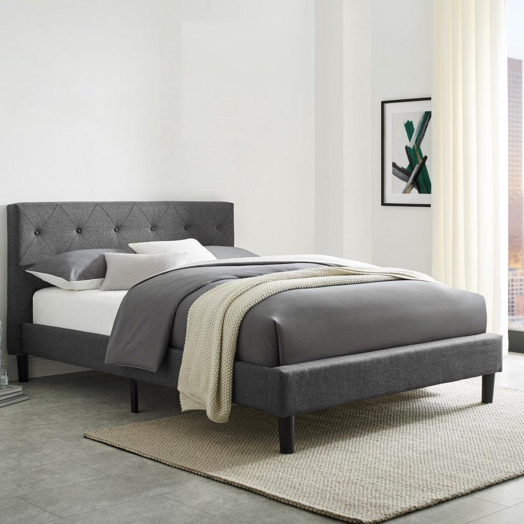 Grey Queen Platform Bed - FurniFindUSA