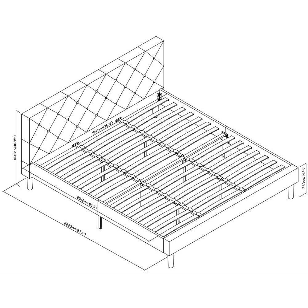 Grey Queen Platform Bed - FurniFindUSA