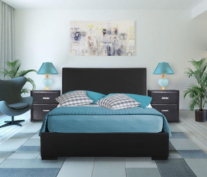 Black Upholstered Twin Platform Bed - FurniFindUSA