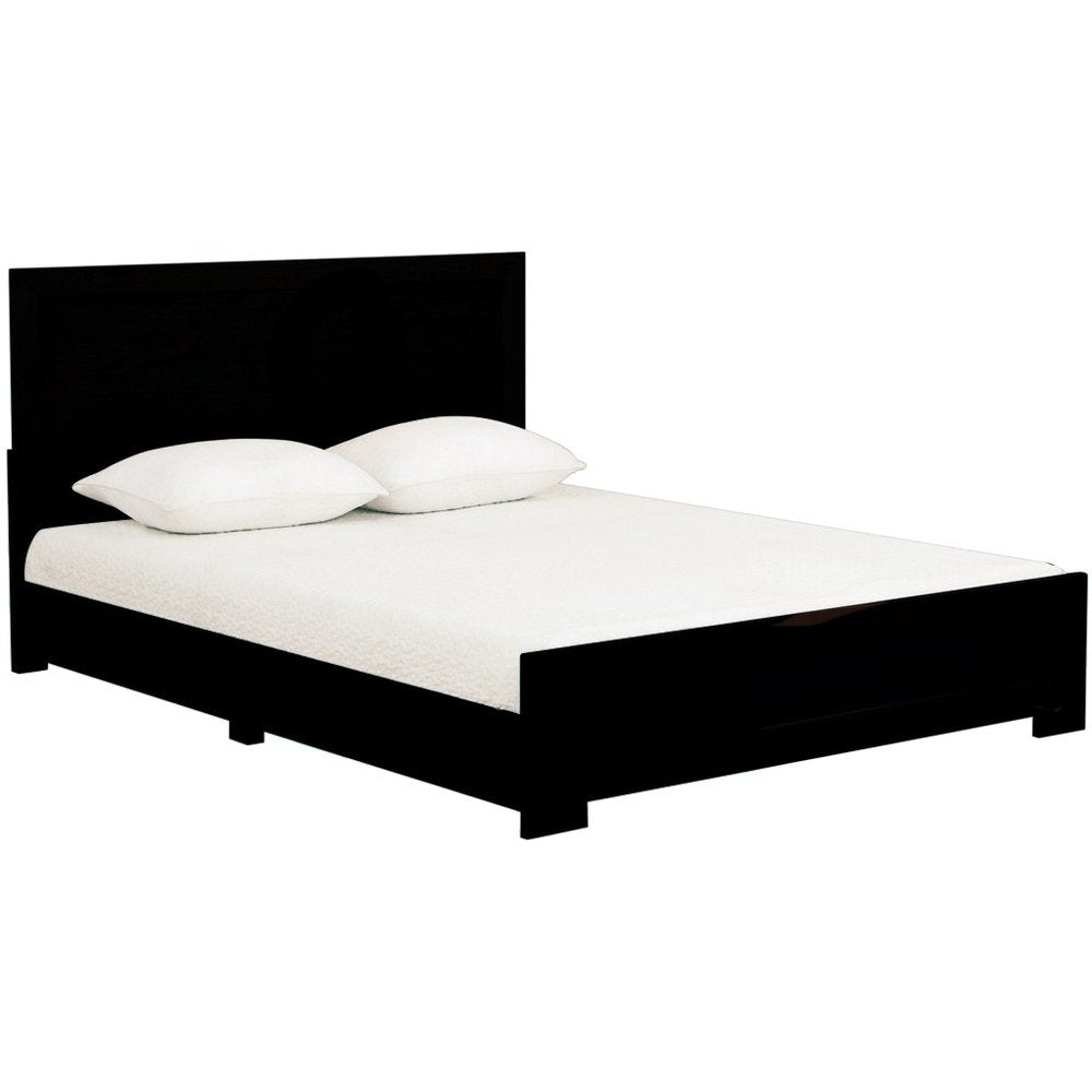 Black Inlaid Panels Solid Wood Full Bed Frame HomeRoots