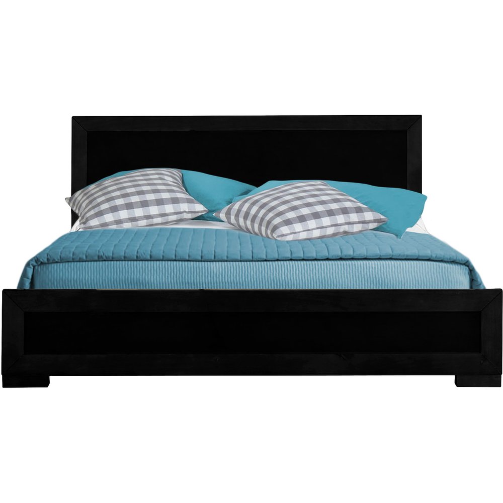 Black Inlaid Panels Solid Wood Full Bed Frame HomeRoots