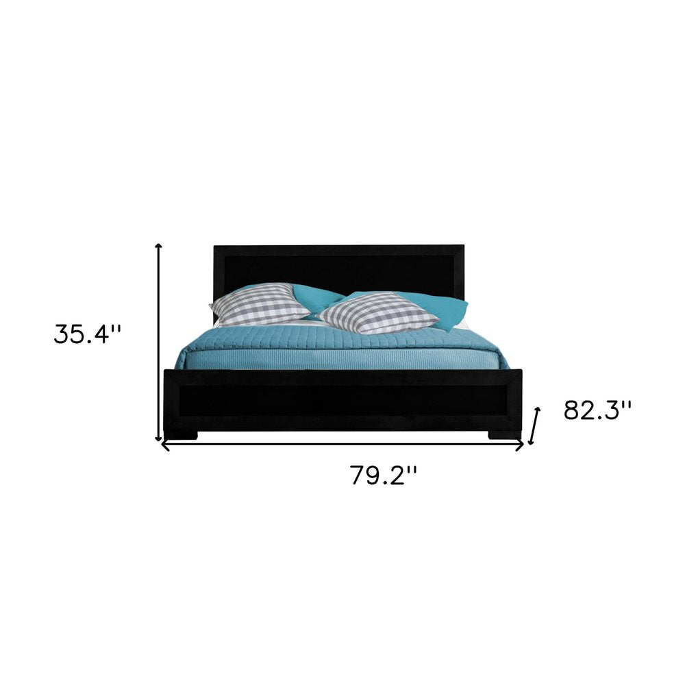 Black Inlaid Panels Solid Wood Full Bed Frame HomeRoots
