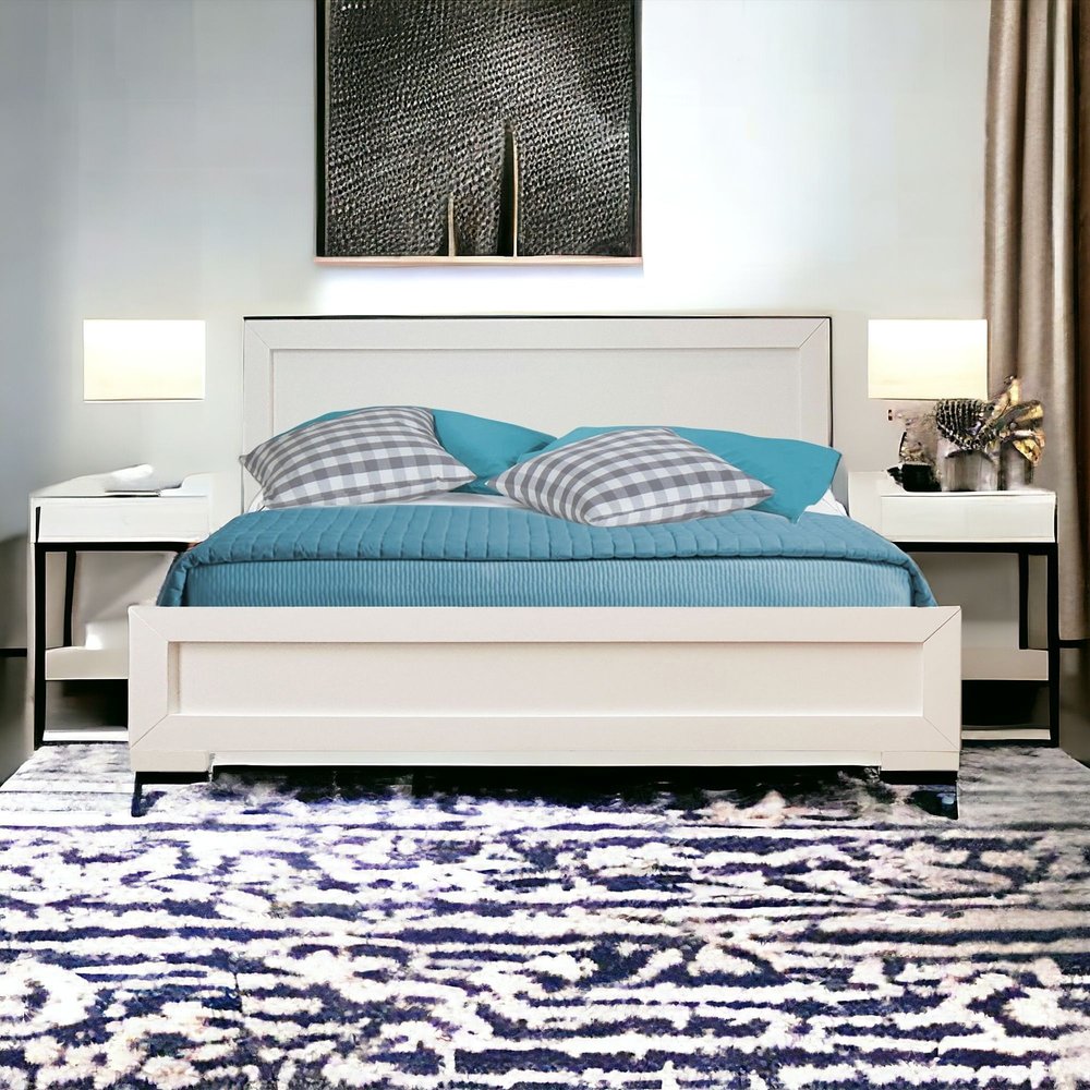 Black Inlaid Panels Solid Wood Full Bed Frame HomeRoots