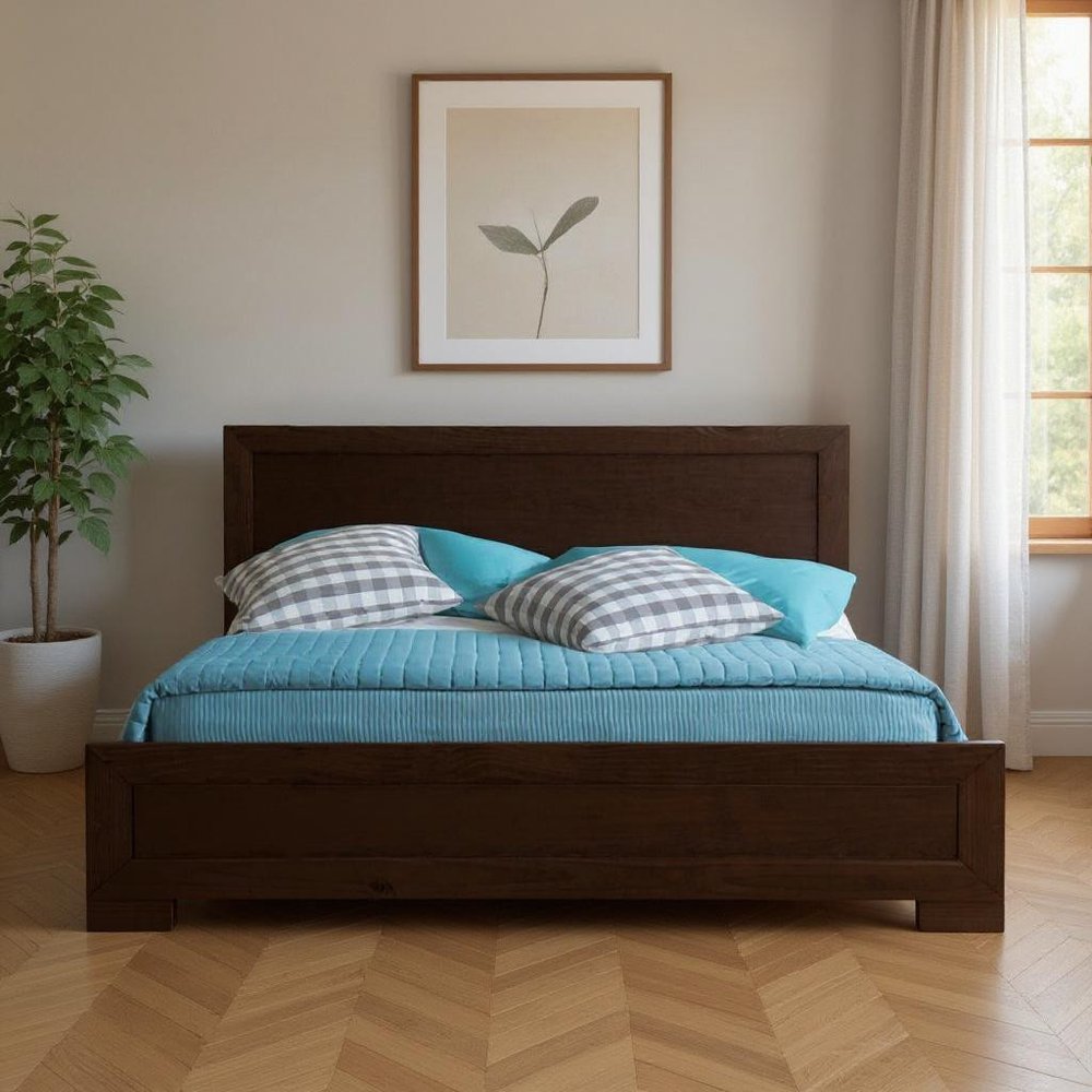 Espresso Solid and Manufactured Wood Queen Bed Frame HomeRoots