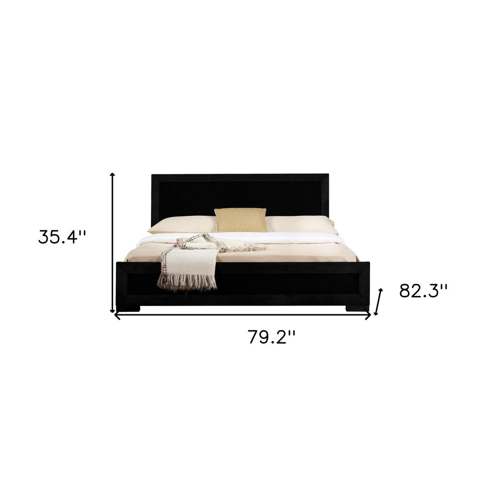 Brown Solid and Manufactured Wood Queen Bed Frame