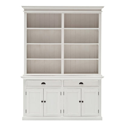 87" White Solid Wood Side Board with Hutch HomeRoots