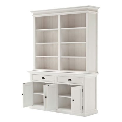 87" White Solid Wood Side Board with Hutch HomeRoots