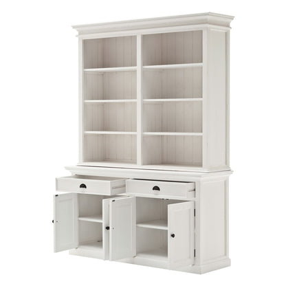 87" White Solid Wood Side Board with Hutch HomeRoots