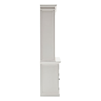 87" White Solid Wood Side Board with Hutch HomeRoots
