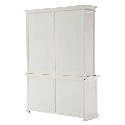 87" White Solid Wood Side Board with Hutch HomeRoots