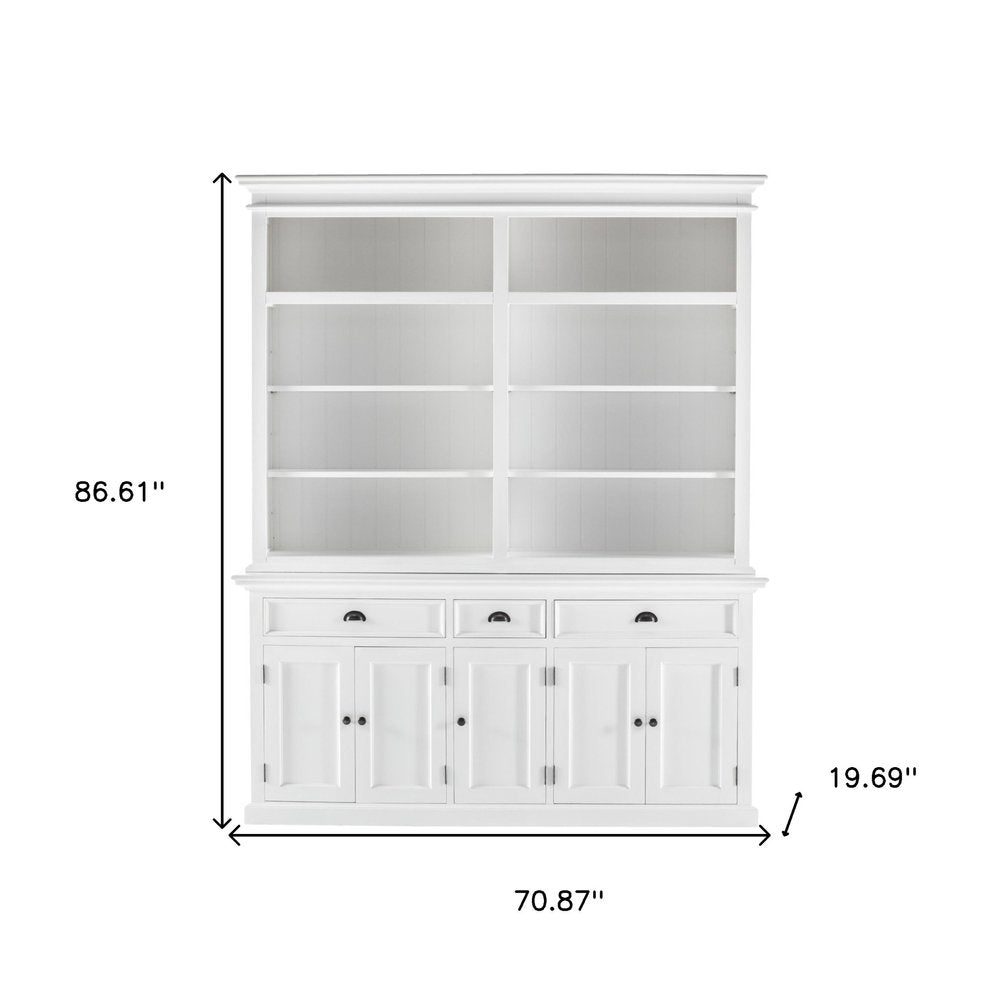 87" White Solid Wood Four Tier Bookcase HomeRoots