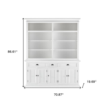 87" White Solid Wood Four Tier Bookcase HomeRoots