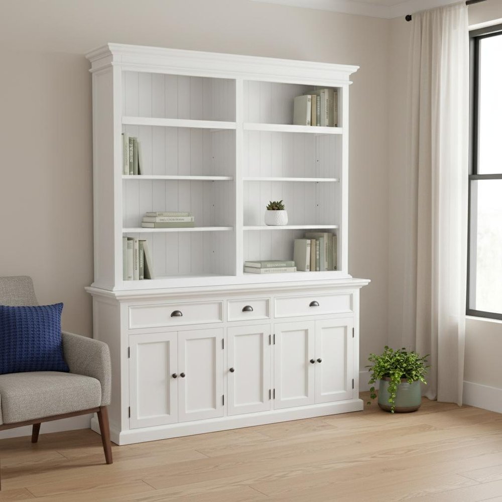 87" White Solid Wood Four Tier Bookcase — view 11
