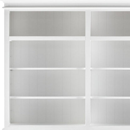 87" White Solid Wood Four Tier Bookcase