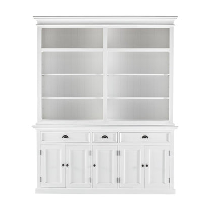 87" White Solid Wood Four Tier Bookcase