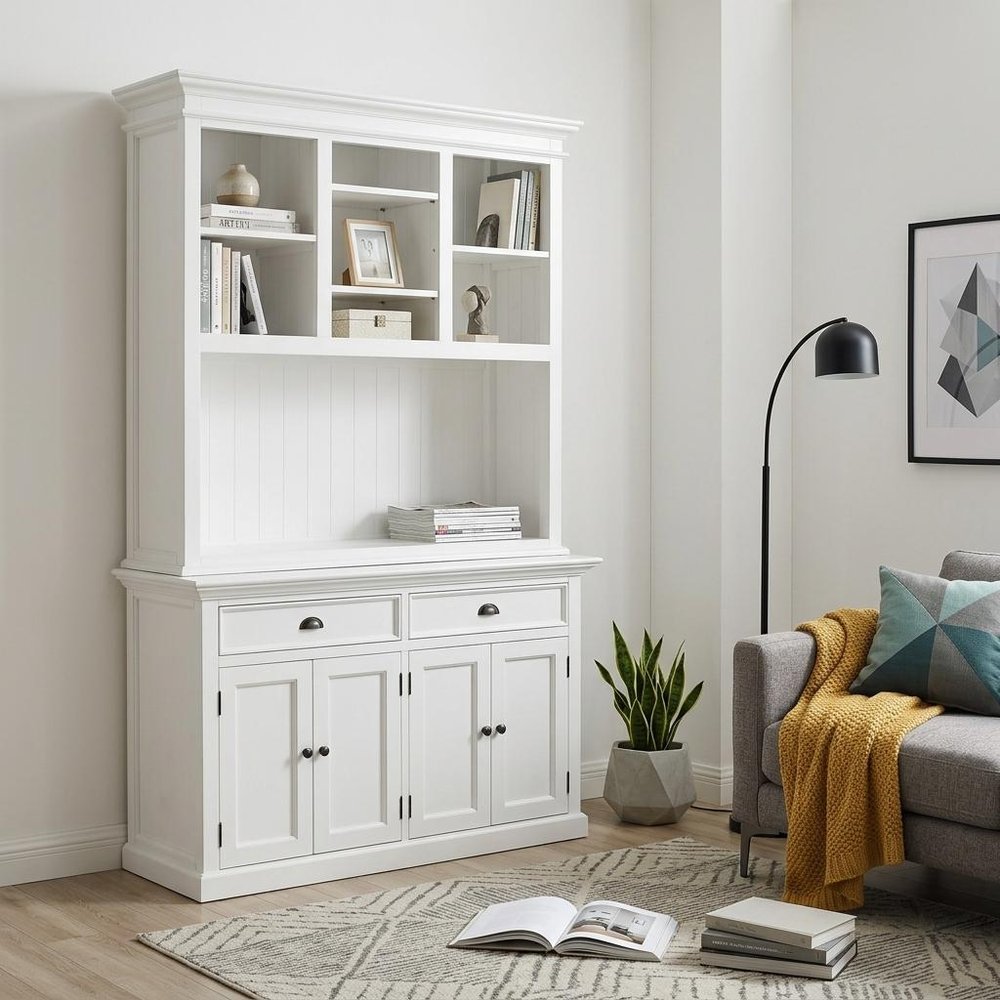 White Solid Wood Adjustable Two Tier Bookcase — view 12