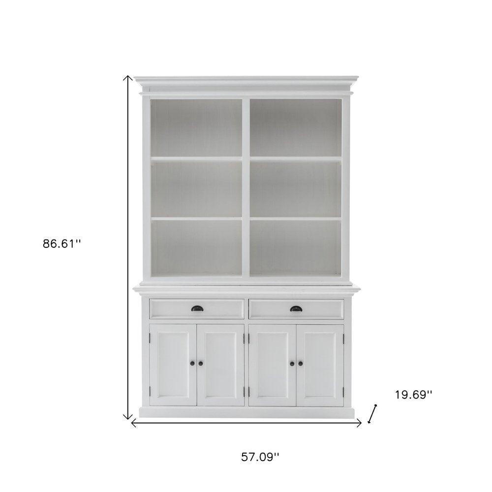 87" White Solid Wood Adjustable Four Tier Bookcase HomeRoots