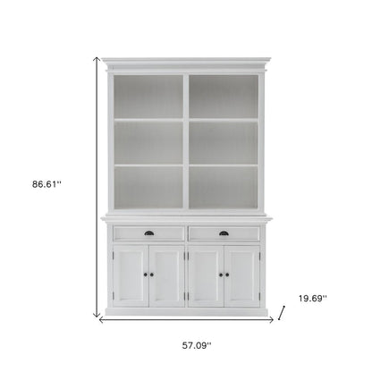 87" White Solid Wood Adjustable Four Tier Bookcase HomeRoots