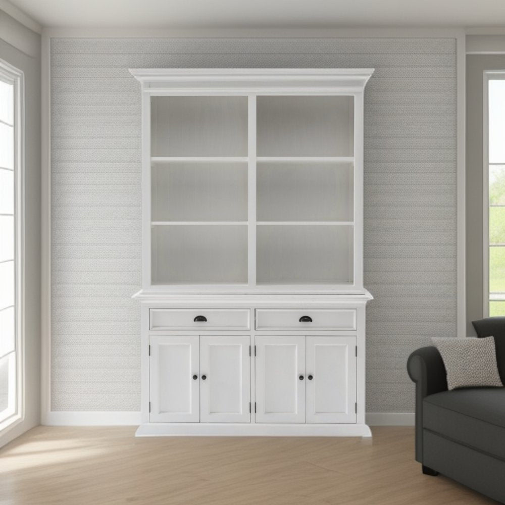 87" White Solid Wood Adjustable Four Tier Bookcase HomeRoots