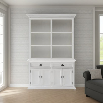 87" White Solid Wood Adjustable Four Tier Bookcase HomeRoots