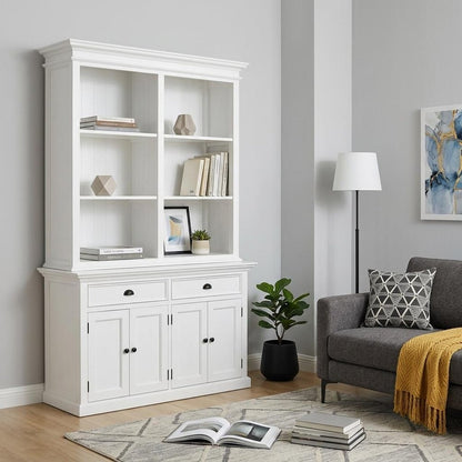 87" White Solid Wood Adjustable Four Tier Bookcase HomeRoots