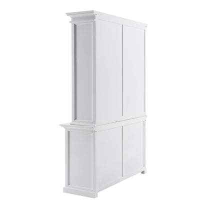 87" White Solid Wood Adjustable Four Tier Bookcase