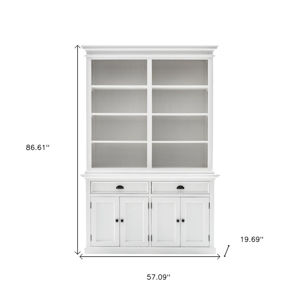 87" White Solid Wood Adjustable Four Tier Bookcase HomeRoots