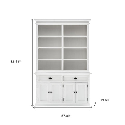 87" White Solid Wood Adjustable Four Tier Bookcase HomeRoots