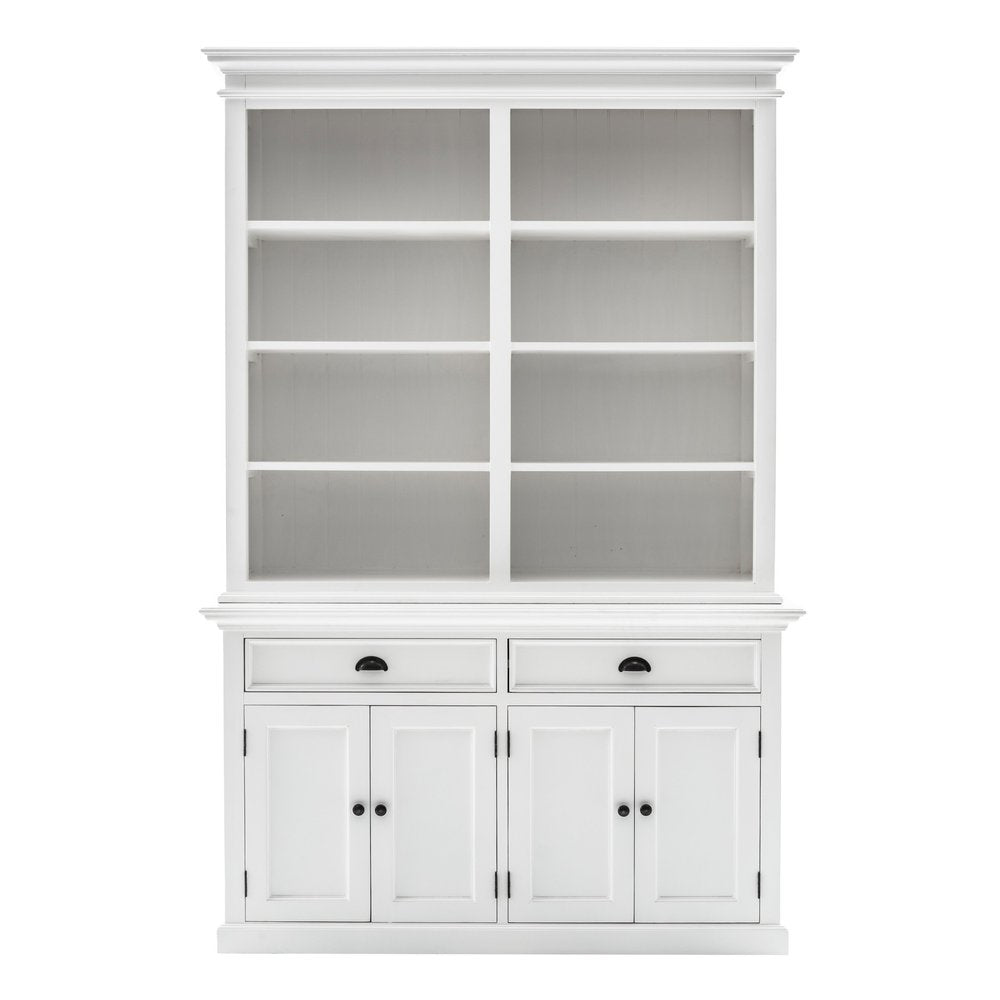 87" White Solid Wood Adjustable Four Tier Bookcase — view 1