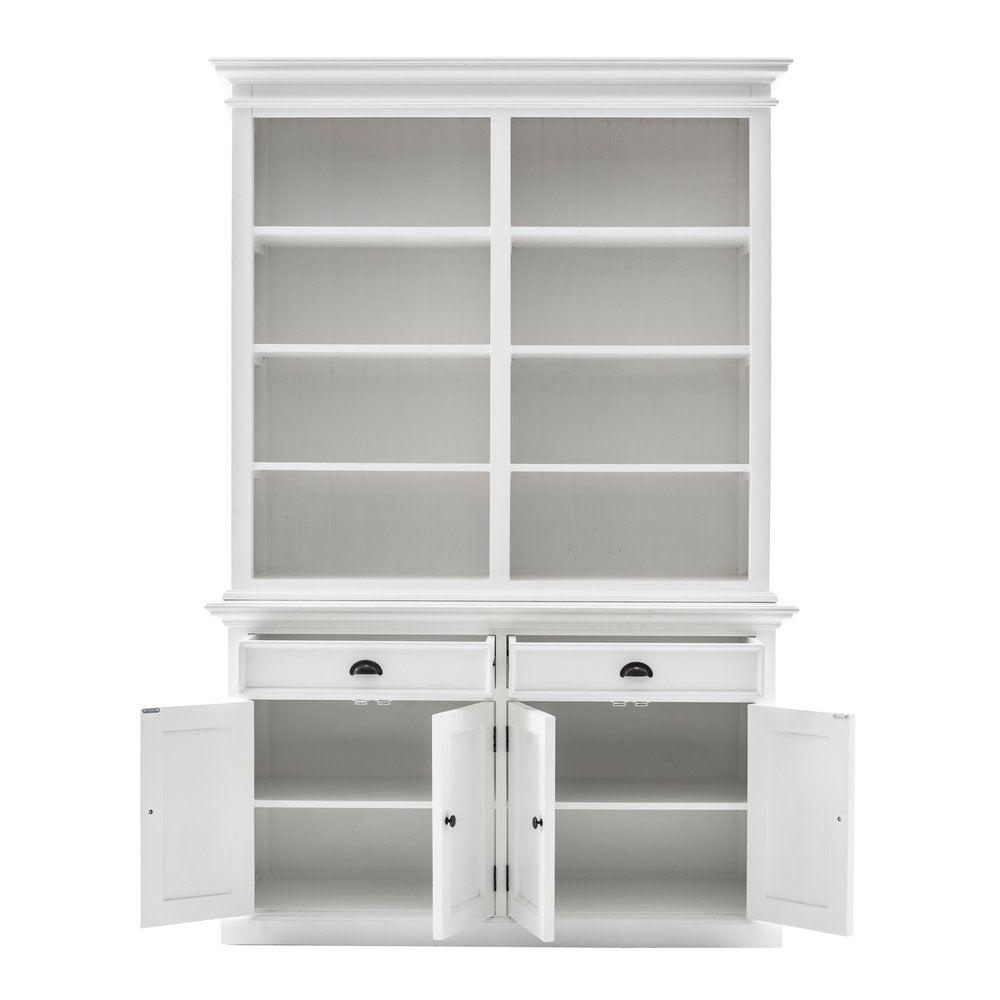87" White Solid Wood Adjustable Four Tier Bookcase — view 2